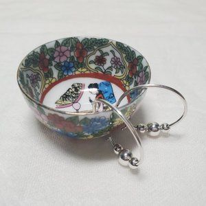 Sterling silver beaded hoop earrings